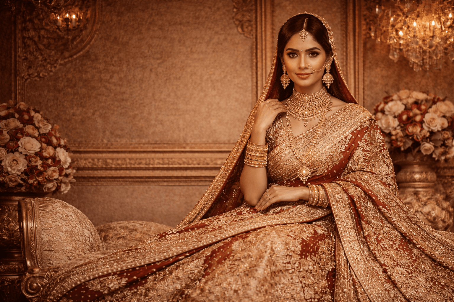 Bridal saree and jewellery collection at Thakur Prasad